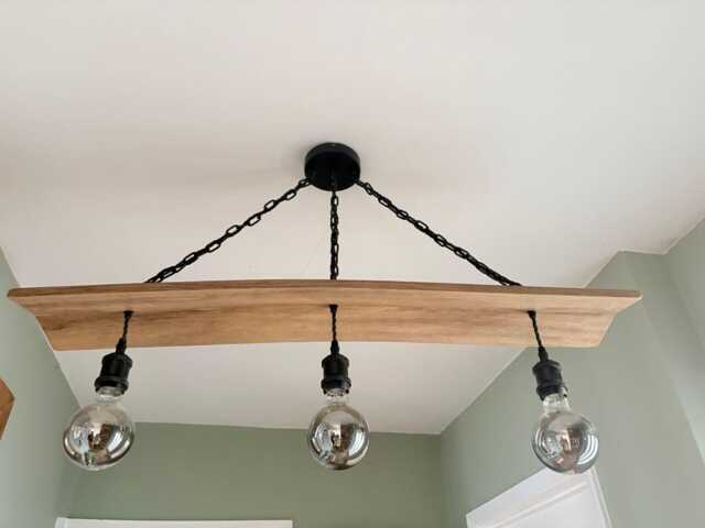 Solid Oak, Steam Shaped Ceiling Lamp - image 1