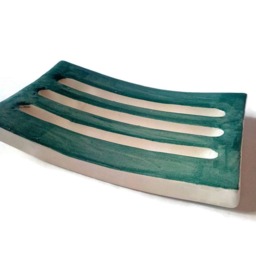Handmade Clay Soap Dish - 13x8 cm - Self-Draining Rectangular Holder - thumbnail 3