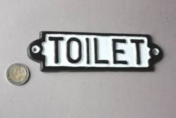 Rustic Toilet Sign Iron Shabby, Door Sign, Wall Hanging, Wc Plaque White Black, Nostalgic Vintage Style - thumbnail 1