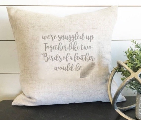 Two Birds Of A Feather Pillow Cover, Christmas Pillow, Winter Decor, Holiday Decor