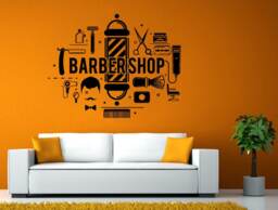 Barbershop Barber Tools Clippers Brush Comb Salon Spa Barbers Poll Hair Cut Style Wall Stickers Decals Vinyl Mural Decor Art L2134 - thumbnail 1