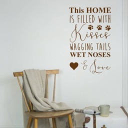 This Home Is Filled With Kisses Wall Sticker - Decals Wall Art Quote Home Decor Stickers Decoration Dog - thumbnail 1