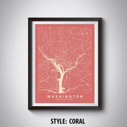 Washington Dc Map Art Print Black & White Travel Poster - thumbnail 3