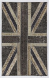 Union Jack Rug Patchwork British Flag Design, Hand-Knotted Turkish Wool