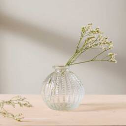 Vintage Style Glass Bud Vase Set Ribbed & Dotty, Diy Tablescape - thumbnail 3