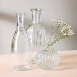 Vintage Style Glass Bud Vase Set Ribbed & Dotty, Diy Tablescape - thumbnail 2