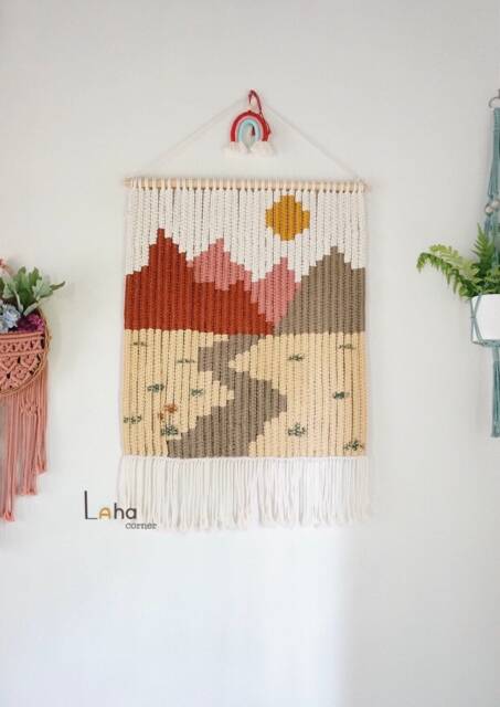 Large Macrame Mountain Wall Hanging Boho Scandi Decor - image 1