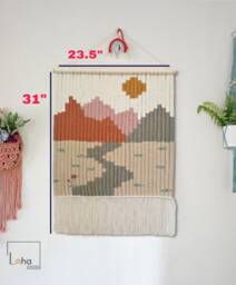 Large Macrame Mountain Wall Hanging Boho Scandi Decor - thumbnail 3
