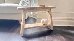 Handmade Rustic Wooden Milking Stool - Solid Wood Side Table With Shelf - Dancer
