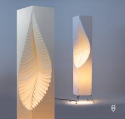 Leaf Floor Lamp 107 cm - 3'6 On Wire Stand, Handmade in Prague, Modern Living Room Decor, Eco Friendly Packaging - Organic Resin Paper