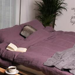 Qeen Size Duvet Cover Set in Purple Of Organic Linen, Duvet Cover With 2 Pillowcases - thumbnail 2