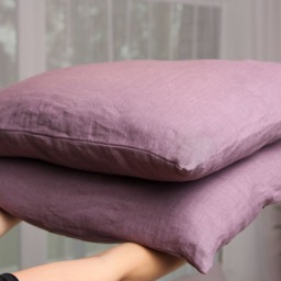 Qeen Size Duvet Cover Set in Purple Of Organic Linen, Duvet Cover With 2 Pillowcases - thumbnail 3