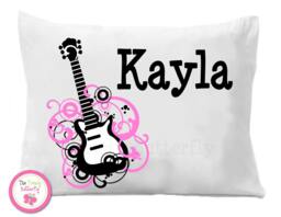 Hot Pink Guitar Pillowcase , Personalized Pillow Case