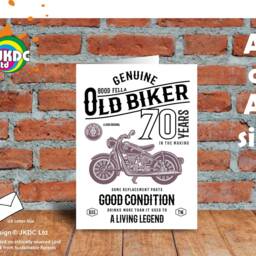 Funny 70 Year Old Biker Retro Style Classic Motorbike Cafe Racer Motif For 70Th Birthday Gift Metal Sign Wall Art Plaque 200x300mm - thumbnail 2