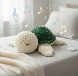 Musical Turtle Toy, Cuddly Crocheted, Gift Idea, Baby, Baby Shower, Crib, Birth, Christening, Present
