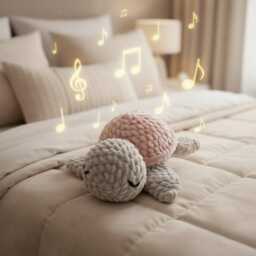 Musical Turtle Toy, Cuddly Crocheted, Gift Idea, Baby, Baby Shower, Crib, Birth, Christening, Present - thumbnail 2