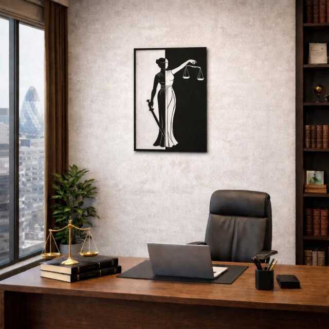 Lady Justice Themis Rectangular Metal Wall Art, Lawyer Office Decor, Law Firm Sculpture, Symbol Art - image 1