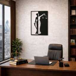 Lady Justice Themis Rectangular Metal Wall Art, Lawyer Office Decor, Law Firm Sculpture, Symbol Art - thumbnail 1