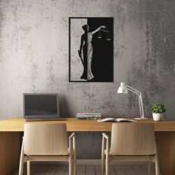 Lady Justice Themis Rectangular Metal Wall Art, Lawyer Office Decor, Law Firm Sculpture, Symbol Art - thumbnail 3