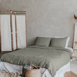 stonewashed Linen Zipper Duvet Cover Set Includes Two Pillowcases - thumbnail 2