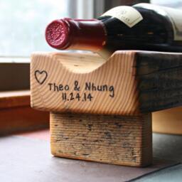 Personalized Reclaimed Wood Wine Rack - Single Bottle Display - thumbnail 2