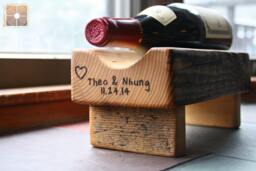 Personalized Reclaimed Wood Wine Rack - Single Bottle Display - thumbnail 1