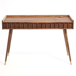 Mid Century Modern Walnut Desk, Solid Wood Legs, Handmade - thumbnail 4