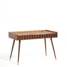 Mid Century Modern Walnut Desk, Solid Wood Legs, Handmade - thumbnail 2