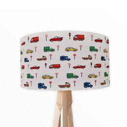 New Hq Children Room Multicoloured Cars Trucks Traffic Signs Pattern Lamp Shade & Pendant Light Shade-White Fabric - thumbnail 2