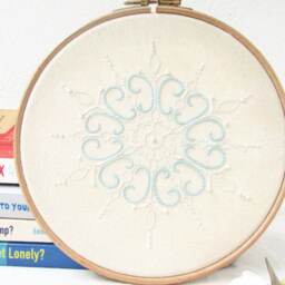 Embroidered Snowflake Wall Art - Hand Embroidered Christmas Hanging Decoration Handmade in The UK - thumbnail 2