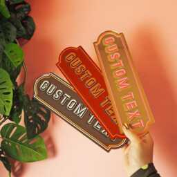 Pink Rectangle Mirror Sign - Custom Text - thumbnail 2