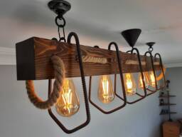 Wooden Farmhouse Pendant Chandelier, Rustic Lighting Fixture For Dining Room, Kitchen Island, Bar, Billiard