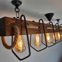 Wooden Farmhouse Pendant Chandelier, Rustic Lighting Fixture For Dining Room, Kitchen Island, Bar, Billiard - thumbnail 4