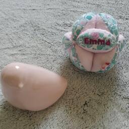 Montessori Type Grip Ball With Bells in Liberty Betsy & Plumetis - Customizable The First Name Of Your Little One - thumbnail 2
