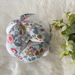 Montessori Type Grip Ball With Bells in Liberty Betsy & Plumetis - Customizable The First Name Of Your Little One - thumbnail 4