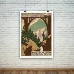 Davos Viaduct Travel Poster Vintage Rhaetische Bahn Print - thumbnail 1