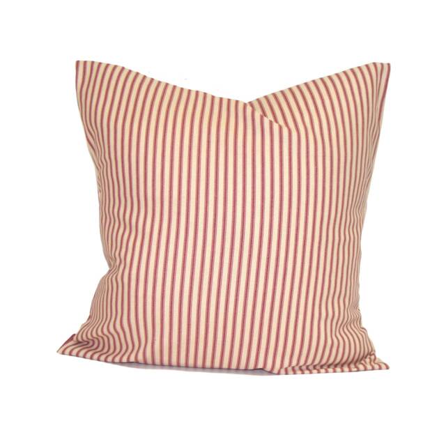 Red Ticking Pillow Covers For 20x20, 18x18, 16x16 Inserts, All Sizes - image 1