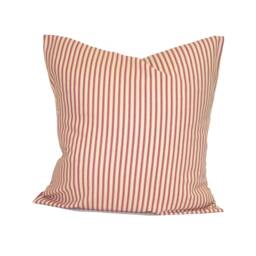 Red Ticking Pillow Covers For 20x20, 18x18, 16x16 Inserts, All Sizes - thumbnail 1
