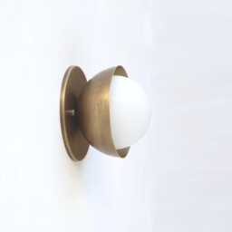 Wall Sconce/Flush Mount Ceiling Light, Mid Century Brass Sconce/Ceiling Light With Mini - Shade, Ul Listed, Ppq4 No.0496