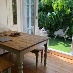Farmhouse Dining Table Set With Bench - Custom Size Handmade Kitchen - thumbnail 2