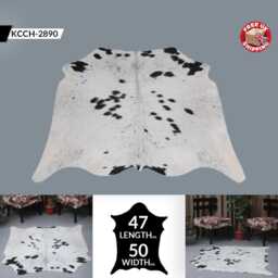 Genuine Black & White Cowhide Rug - Medium Natural Leather For Stylish Home Decor - thumbnail 2