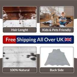 Genuine Black & White Cowhide Rug - Medium Natural Leather For Stylish Home Decor - thumbnail 4