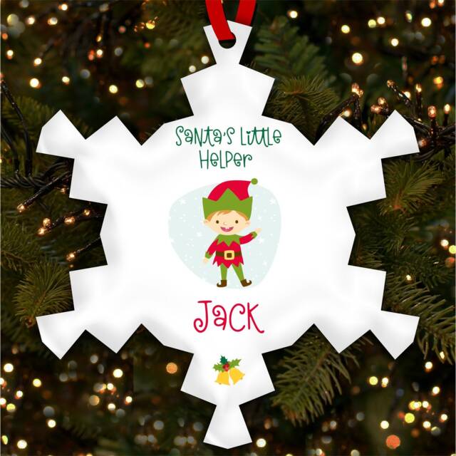 Light Colour Hair Elf Snowflakes Personalised Christmas Tree Ornament Decoration
