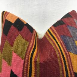 Handwoven Kilim Pillow Cover, Turkish Vintage Throw - 16x16 - thumbnail 2