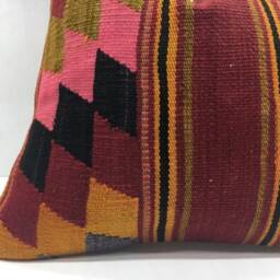 Handwoven Kilim Pillow Cover, Turkish Vintage Throw - 16x16 - thumbnail 3