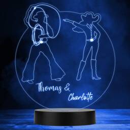 Cowboy & Cowgirl Lassos Multicolour Personalised Gift Led Lamp Night Light - Bedroom