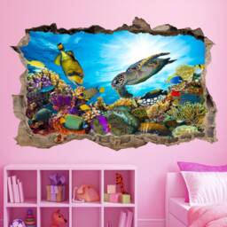 Coral Reef Fishes Sea Turtle Underwater Wall Sticker Mural Decal Poster Print Art Kids Bedroom Decor Bz46 - thumbnail 2