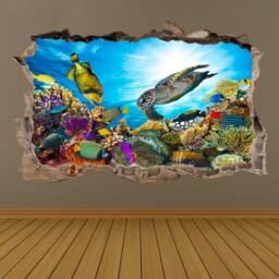 Coral Reef Fishes Sea Turtle Underwater Wall Sticker Mural Decal Poster Print Art Kids Bedroom Decor Bz46 - thumbnail 1