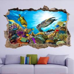 Coral Reef Fishes Sea Turtle Underwater Wall Sticker Mural Decal Poster Print Art Kids Bedroom Decor Bz46 - thumbnail 3