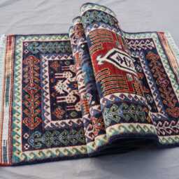 "9 Ft Navy Blue Baluch Runner Rug, Geometric Afghan Hand Knotted Veg Dyes Wool Oriental Hallway Runner, Kitchen Runner 2'7""x8'5" - thumbnail 4